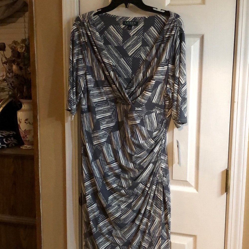 Brand new with tags Ralph Lauren gray/white dress size 16